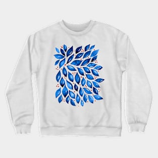 Abstract leaves and dots - blue Crewneck Sweatshirt